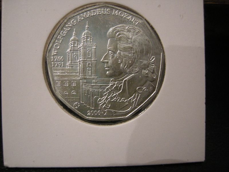 (afbeelding voor) 5 Euromunt oostenrijk 2006 Mozart UNC